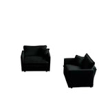 Set of 2 High End Chenille Upholstered Armchairs Living Room Side Chairs with Toss Pillow Green Chenille Accent Chairs Sofa