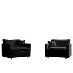 Set of 2 High End Chenille Upholstered Armchairs Living Room Side Chairs with Toss Pillow Green Chenille Accent Chairs Sofa