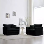 Set of 2 High End Chenille Upholstered Armchairs Living Room Side Chairs with Toss Pillow Green Chenille Accent Chairs Sofa