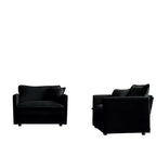 Set of 2 High End Chenille Upholstered Armchairs Living Room Side Chairs with Toss Pillow Green Chenille Accent Chairs Sofa