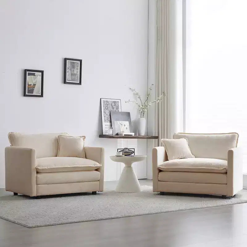 Set of 2 High End Chenille Upholstered Armchairs Living Room Side Chairs with Toss Pillow Green Chenille Accent Chairs Sofa