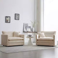 Set of 2 High End Chenille Upholstered Armchairs Living Room Side Chairs with Toss Pillow Green Chenille Accent Chairs Sofa