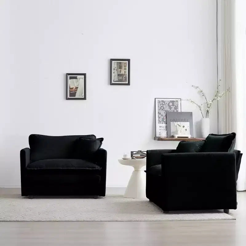 Set of 2 High End Chenille Upholstered Armchairs Living Room Side Chairs with Toss Pillow Green Chenille Accent Chairs Sofa