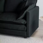 Comfy Deep Single Seat Sofa Upholstered Reading Armchair Living Room Chair White Chenille Fabric 1 Toss Pillow