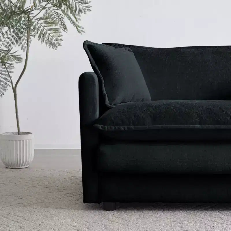 Comfy Deep Single Seat Sofa Upholstered Reading Armchair Living Room Chair White Chenille Fabric 1 Toss Pillow