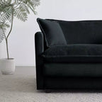 Comfy Deep Single Seat Sofa Upholstered Reading Armchair Living Room Chair White Chenille Fabric 1 Toss Pillow