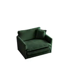 Comfy Deep Single Seat Sofa Upholstered Reading Armchair Living Room Chair White Chenille Fabric 1 Toss Pillow