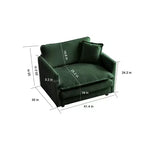Comfy Deep Single Seat Sofa Upholstered Reading Armchair Living Room Chair White Chenille Fabric 1 Toss Pillow