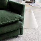 Comfy Deep Single Seat Sofa Upholstered Reading Armchair Living Room Chair White Chenille Fabric 1 Toss Pillow