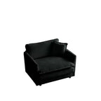 Comfy Deep Single Seat Sofa Upholstered Reading Armchair Living Room Chair White Chenille Fabric 1 Toss Pillow