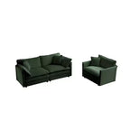 2 Pièces Canapé 3 places en Chenille Rembourré pour Salon Meuble en Chenille Noire