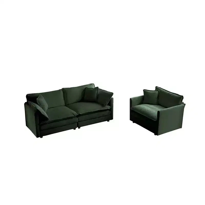 2 Pièces Canapé 3 places en Chenille Rembourré pour Salon Meuble en Chenille Noire