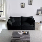 2 Pièces Canapé 3 places en Chenille Rembourré pour Salon Meuble en Chenille Noire