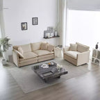 2 Pièces Canapé 3 places en Chenille Rembourré pour Salon Meuble en Chenille Noire