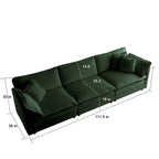 Mid-Century Modern Couch 3-Seater Sofa with 2 Armrest Pillows and 3 Toss Pillows Couch for Living Room Beige Chenille