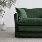 Mid-Century Modern Couch 3-Seater Sofa with 2 Armrest Pillows and 3 Toss Pillows Couch for Living Room Beige Chenille