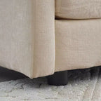Mid-Century Modern Couch 3-Seater Sofa with 2 Armrest Pillows and 3 Toss Pillows Couch for Living Room Beige Chenille