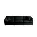 Mid-Century Modern Couch 3-Seater Sofa with 2 Armrest Pillows and 3 Toss Pillows Couch for Living Room Beige Chenille