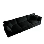 Mid-Century Modern Couch 3-Seater Sofa with 2 Armrest Pillows and 3 Toss Pillows Couch for Living Room Beige Chenille