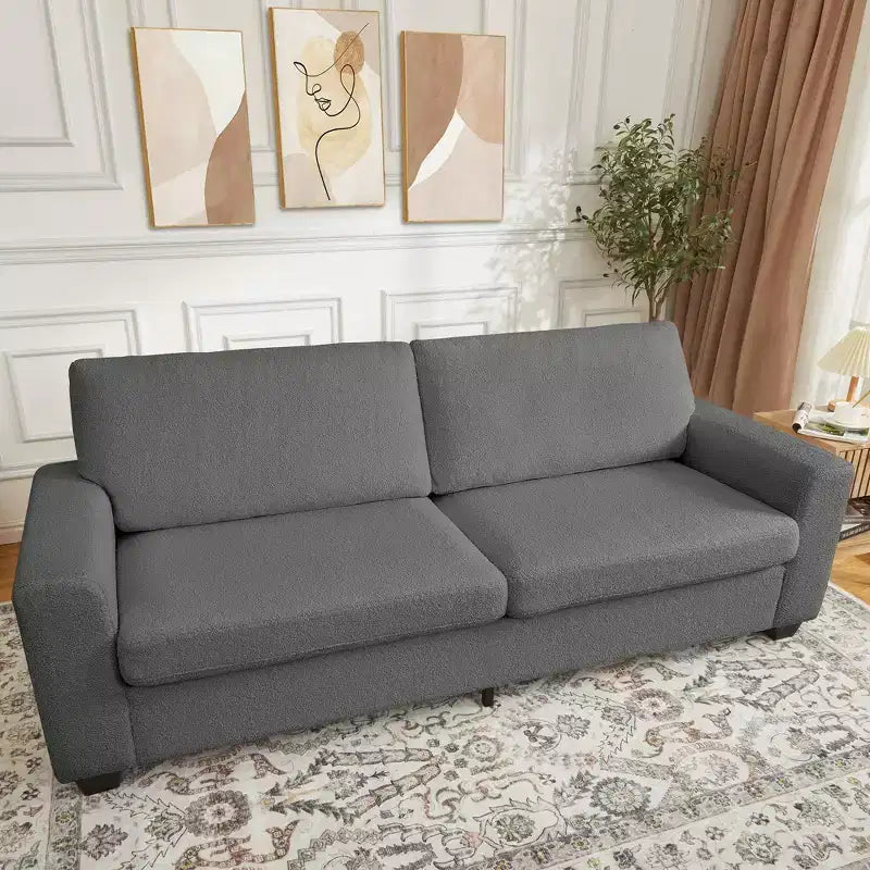Canapé 83 pouces, canapé moderne 3 places en velours côtelé avec accoudoirs larges, housse de coussin amovible et lavable, canapé douillet
