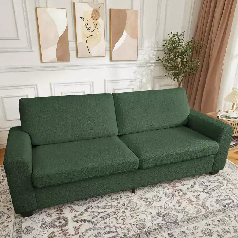 Canapé 83 pouces, canapé moderne 3 places en velours côtelé avec accoudoirs larges, housse de coussin amovible et lavable, canapé douillet
