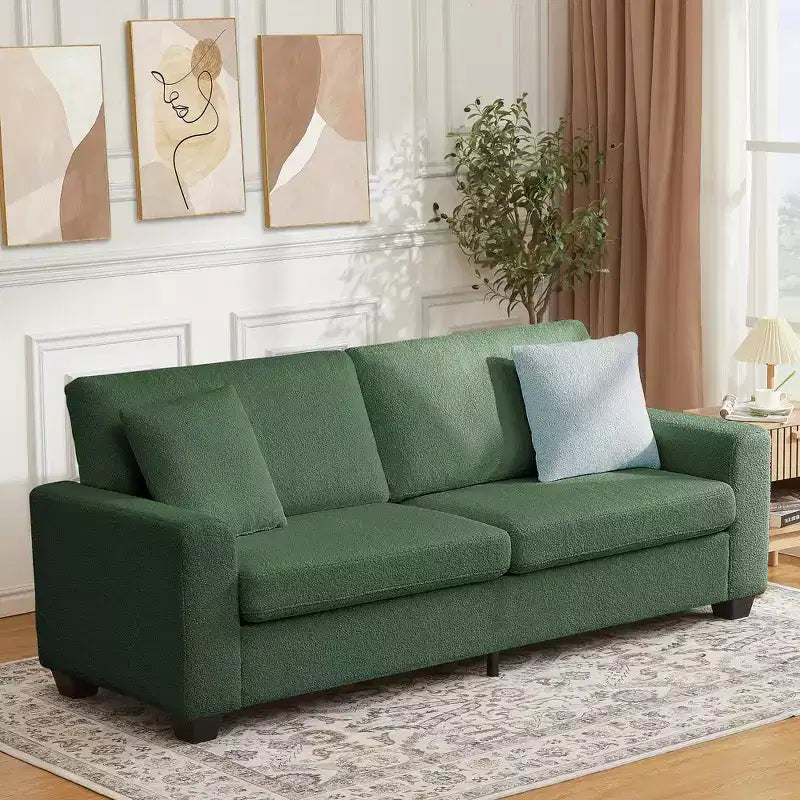 Canapé 83 pouces, canapé moderne 3 places en velours côtelé avec accoudoirs larges, housse de coussin amovible et lavable, canapé douillet