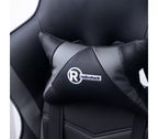 RadioShack Gaming Chair Black And Gray, Ergonomic Racing-Style Chair With Adjustable Height, Footrest, Lumbar Support, And Comfortable Padding