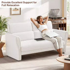 Loveseat Sofa for Living Room, Modern Boucle Upholstered Couch with Lumbar Pillow, Deep Seat Loveseat