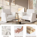Loveseat Sofa for Living Room, Modern Boucle Upholstered Couch with Lumbar Pillow, Deep Seat Loveseat