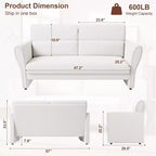 Loveseat Sofa for Living Room, Modern Boucle Upholstered Couch with Lumbar Pillow, Deep Seat Loveseat