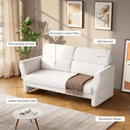 Loveseat Sofa for Living Room, Modern Boucle Upholstered Couch with Lumbar Pillow, Deep Seat Loveseat