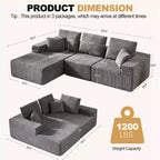 Canapé sectionnel modulaire Whisen avec méridienne, canapé en nuage en forme de L, aucun assemblage requis