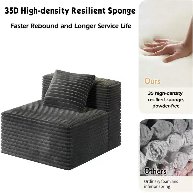 Canapé sectionnel modulaire Whisen avec méridienne, canapé en nuage en forme de L, aucun assemblage requis