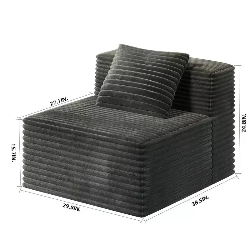 Canapé sectionnel modulaire Whisen avec méridienne, canapé en nuage en forme de L, aucun assemblage requis