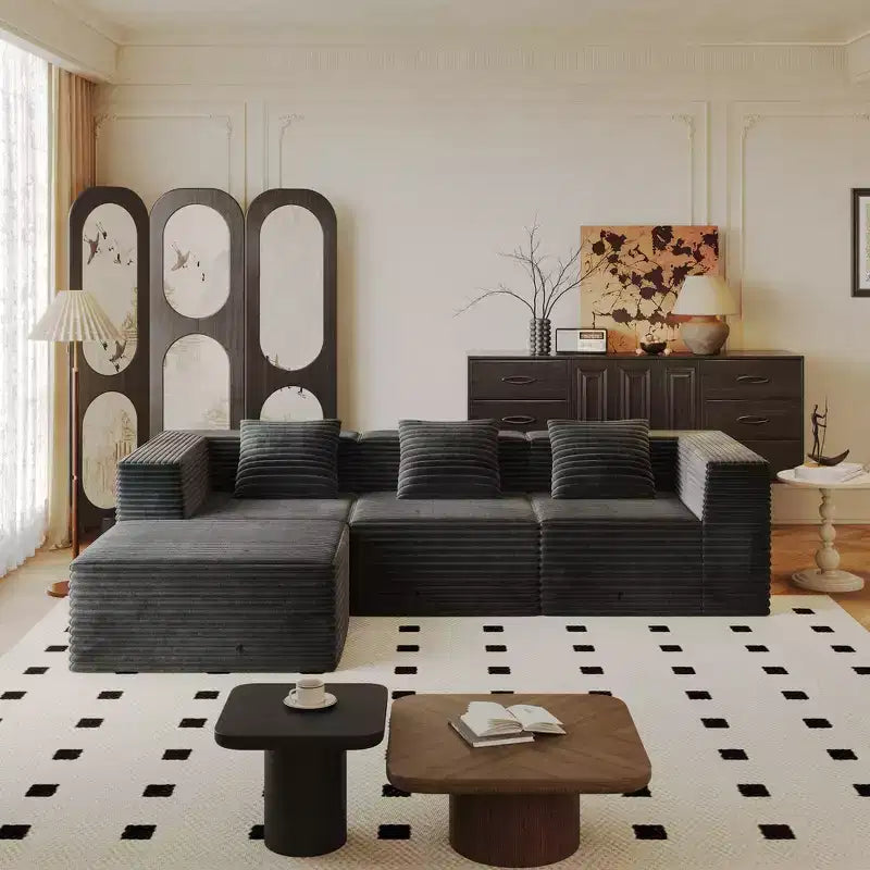 Canapé sectionnel modulaire Whisen avec méridienne, canapé en nuage en forme de L, aucun assemblage requis