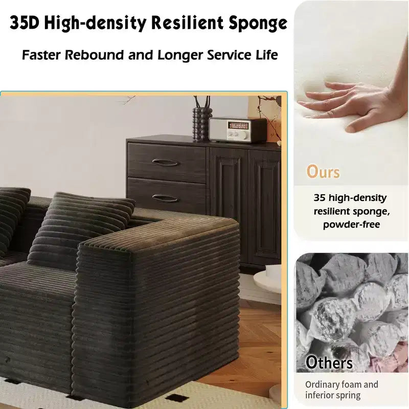 Canapé sectionnel modulaire Whisen avec méridienne, canapé en nuage en forme de L, aucun assemblage requis