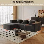 Canapé sectionnel modulaire Whisen avec méridienne, canapé en nuage en forme de L, aucun assemblage requis