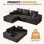 Canapé sectionnel modulaire Whisen avec méridienne, canapé en nuage en forme de L, aucun assemblage requis