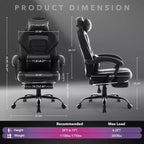 Chaise de gamer pivotante à 360° et réglable en hauteur avec repose-pieds rétractable et support lombaire ergonomique, en cuir PU, avec appui-tête pour le bureau