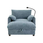 Merax Multifunctional Chenille Single Sofa with Storage Ottoman and Cushioned Armrest Pillows