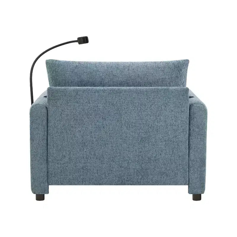 Merax Multifunctional Chenille Single Sofa with Storage Ottoman and Cushioned Armrest Pillows
