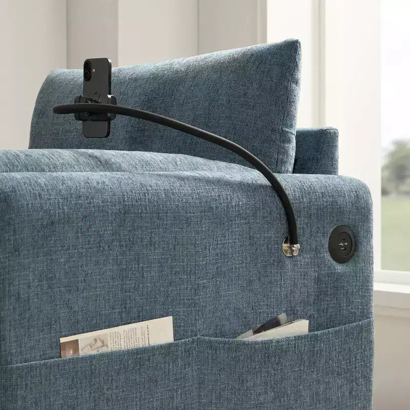 Merax Multifunctional Chenille Single Sofa with Storage Ottoman and Cushioned Armrest Pillows
