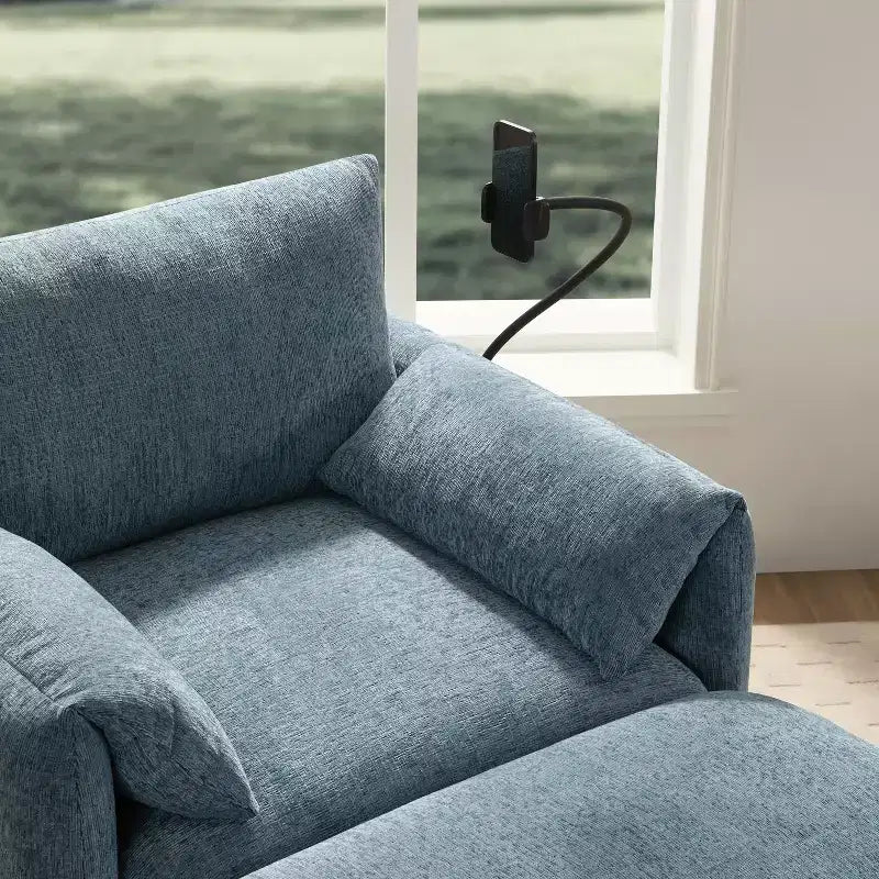 Merax Multifunctional Chenille Single Sofa with Storage Ottoman and Cushioned Armrest Pillows