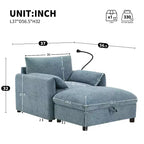 Merax Multifunctional Chenille Single Sofa with Storage Ottoman and Cushioned Armrest Pillows