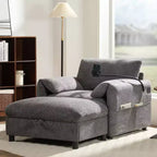 Merax Multifunctional Chenille Single Sofa with Storage Ottoman and Cushioned Armrest Pillows