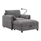Merax Multifunctional Chenille Single Sofa with Storage Ottoman and Cushioned Armrest Pillows