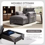 Merax Multifunctional Chenille Single Sofa with Storage Ottoman and Cushioned Armrest Pillows