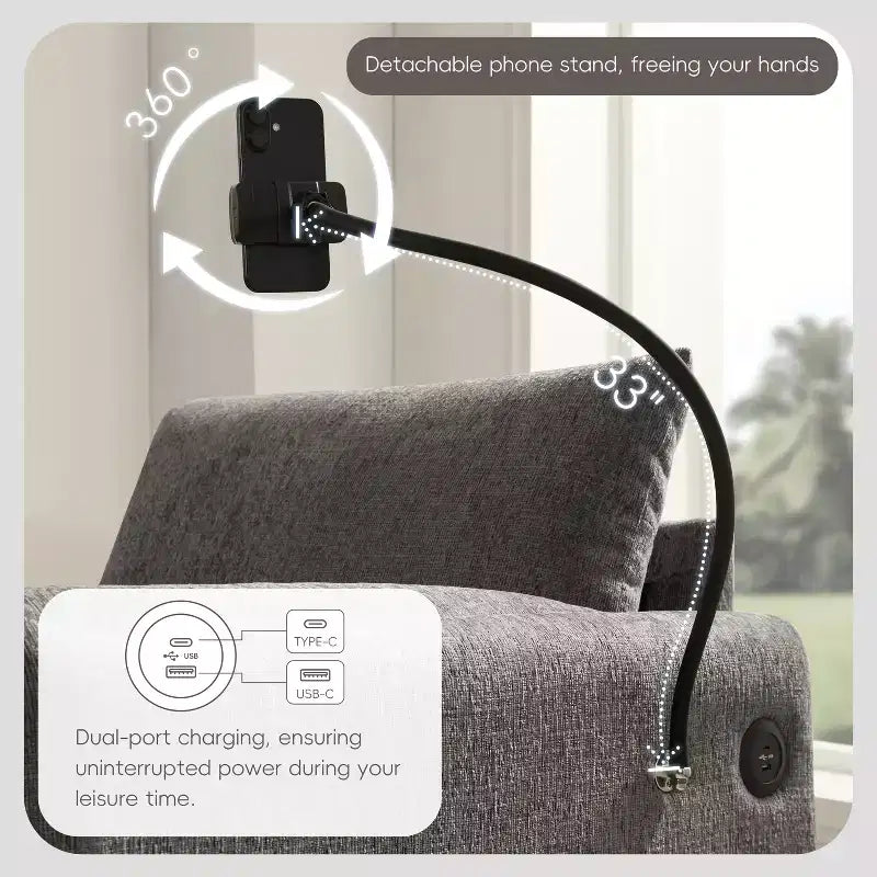 Merax Multifunctional Chenille Single Sofa with Storage Ottoman and Cushioned Armrest Pillows