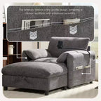 Merax Multifunctional Chenille Single Sofa with Storage Ottoman and Cushioned Armrest Pillows