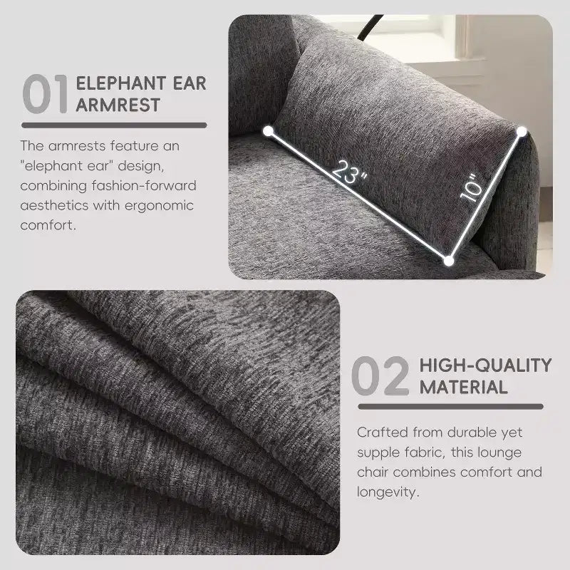 Merax Multifunctional Chenille Single Sofa with Storage Ottoman and Cushioned Armrest Pillows